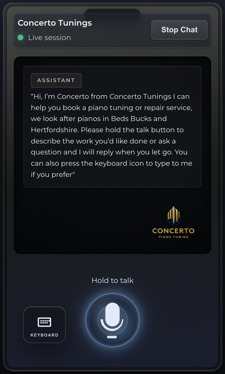 Concerto Tunings interface screenshot
