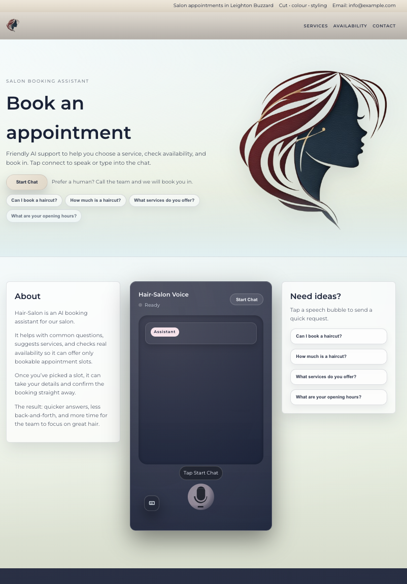 Hair Salon concierge screenshot