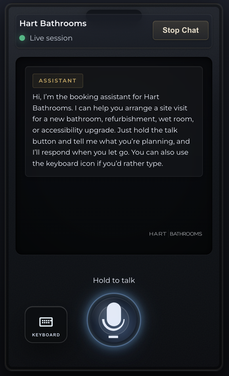 Hart-Bathrooms interface screenshot